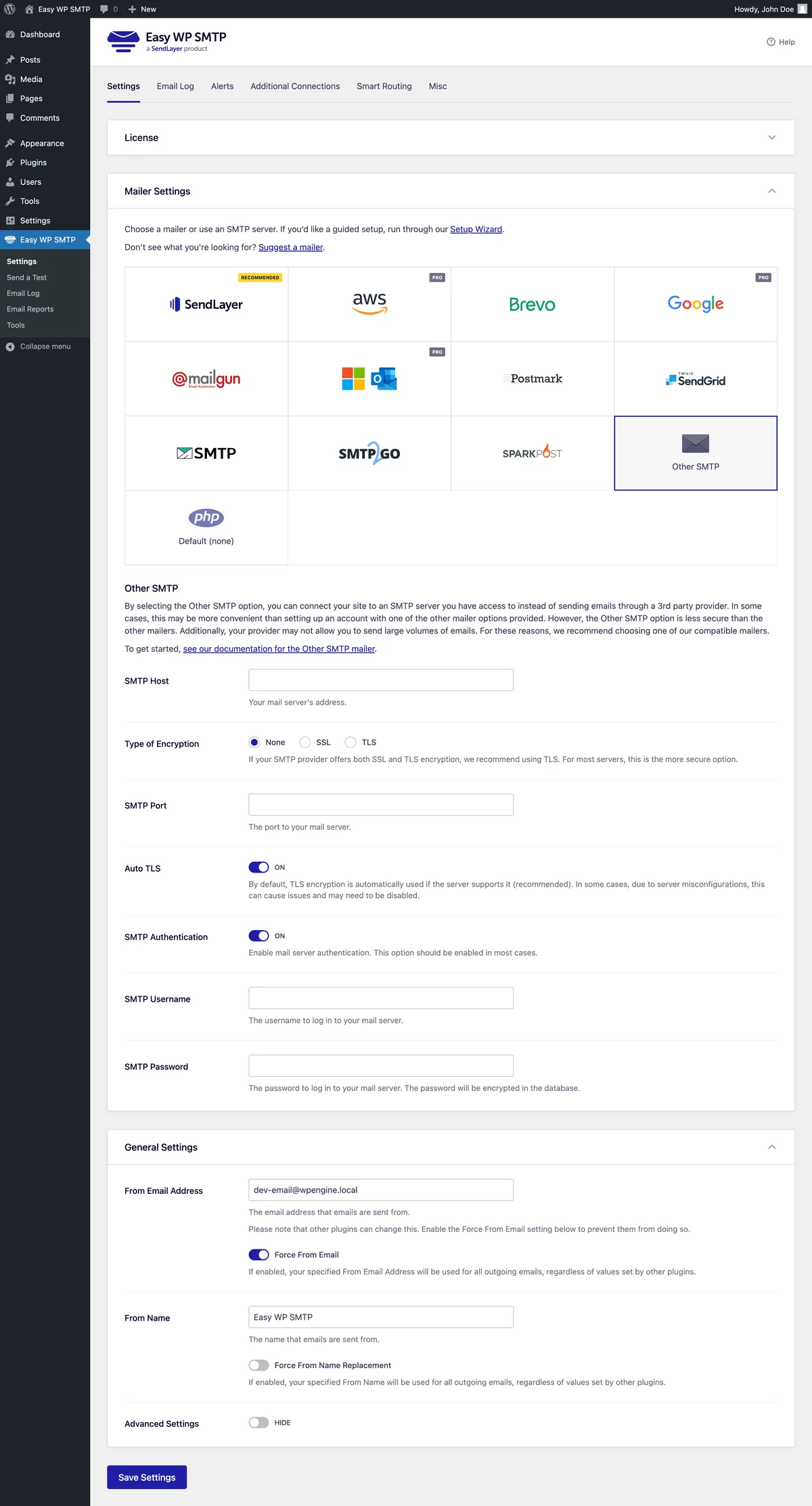 Easy WP SMTP – WordPress SMTP and Email Logs: Gmail SMTP, Office 365, Outlook, Custom SMTP, and more ekran görüntüsü 1