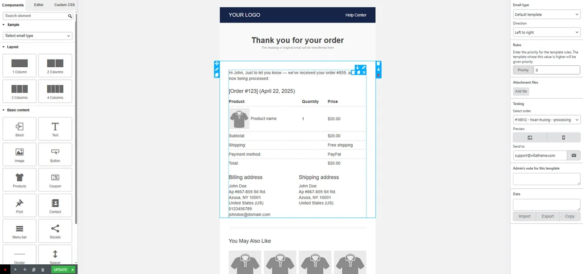 Email Template Customizer for WooCommerce ekran görüntüsü 1