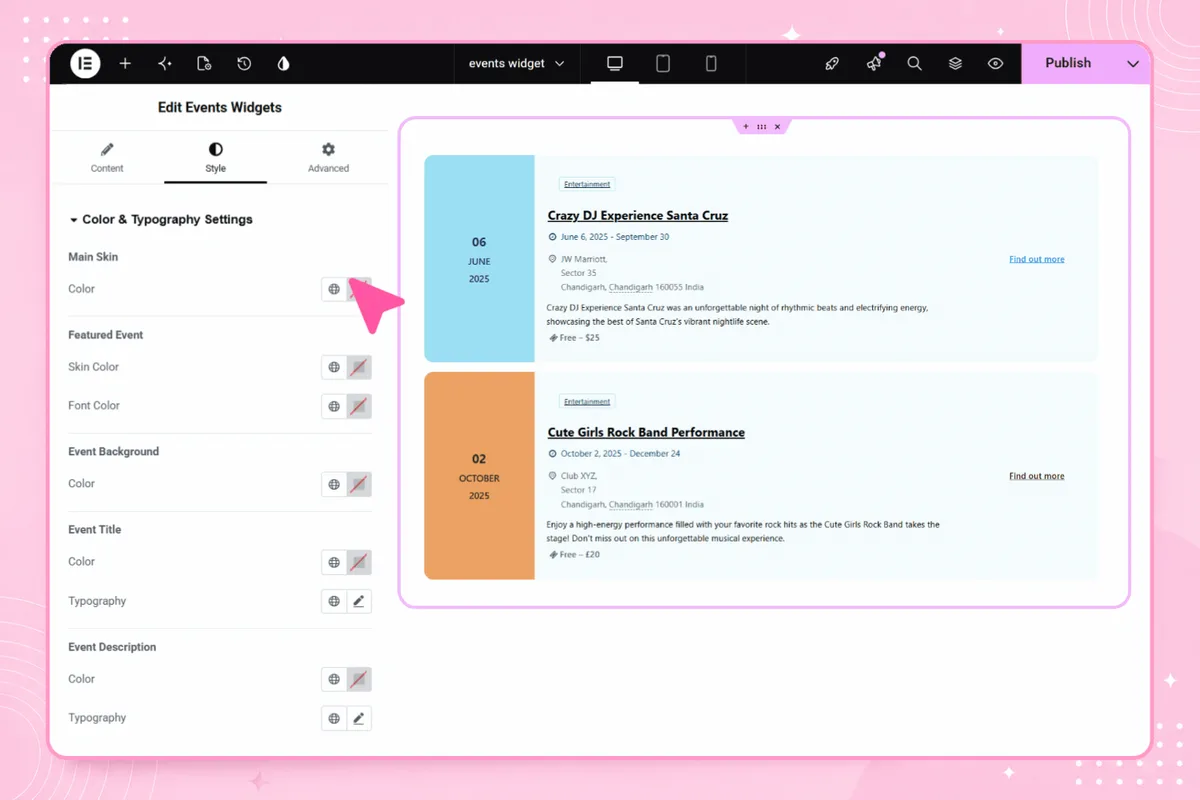 Events Widgets For Elementor And The Events Calendar ekran görüntüsü 2