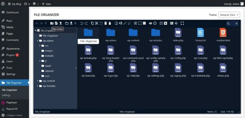 FileOrganizer – WordPress File Manager ekran görüntüsü 4