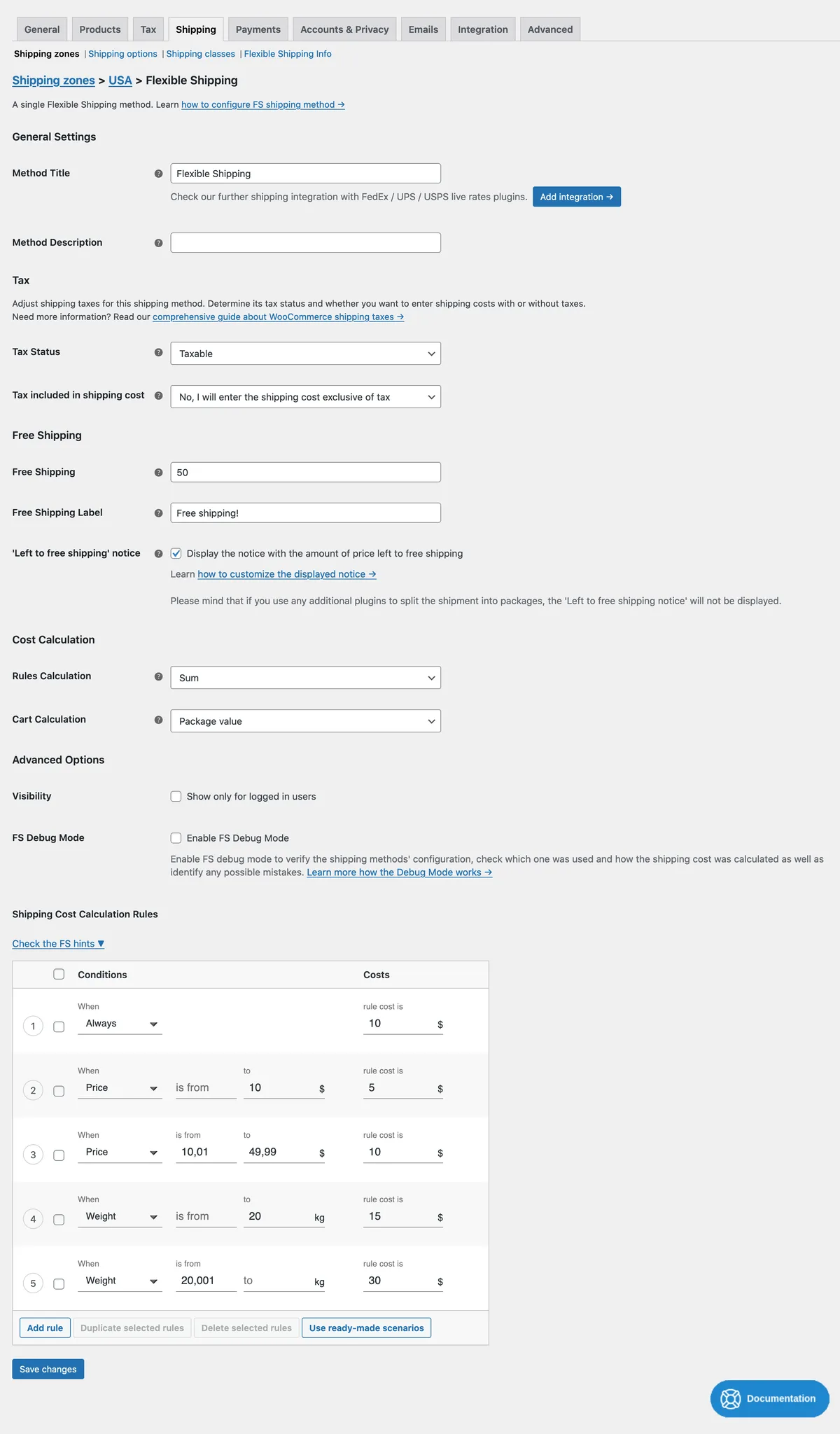 Weight Based Shipping Table Rate for WooCommerce – Flexible Shipping ekran görüntüsü 1