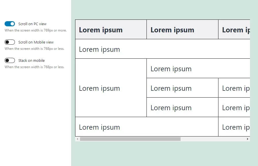 Flexible Table Block ekran görüntüsü 4