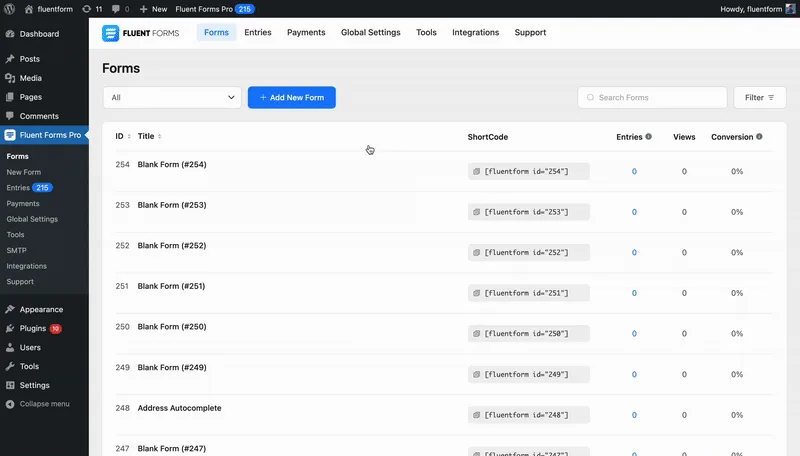 Fluent Forms – Customizable Contact Forms, Survey, Quiz, & Conversational Form Builder ekran görüntüsü 1