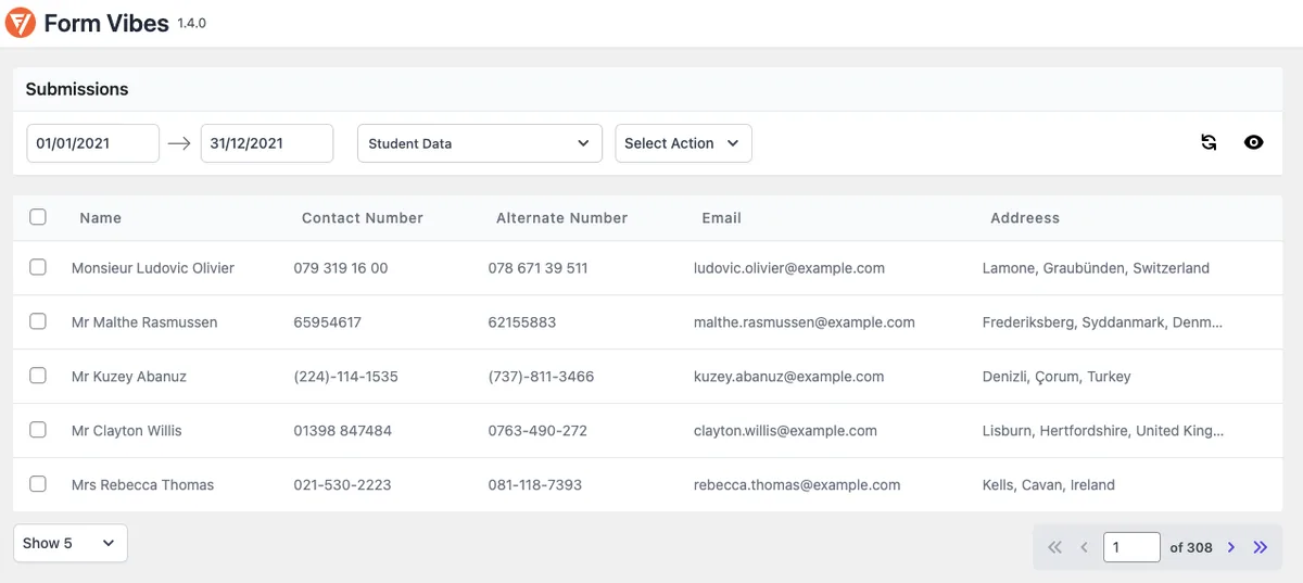 Form Vibes – Save Contact Form 7 & Elementor Form Entries to Database ekran görüntüsü 1