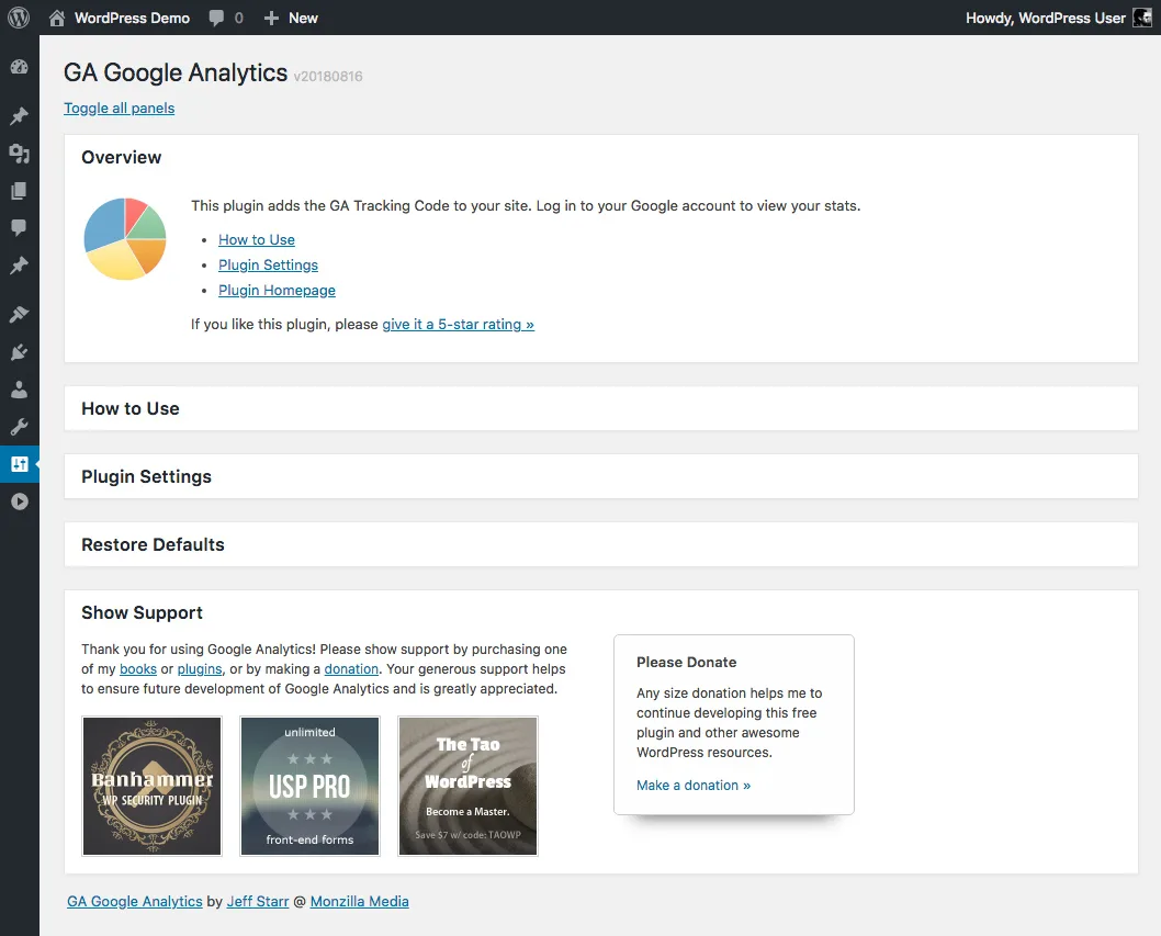 GA Google Analytics – Connect Google Analytics to WordPress ekran görüntüsü 1