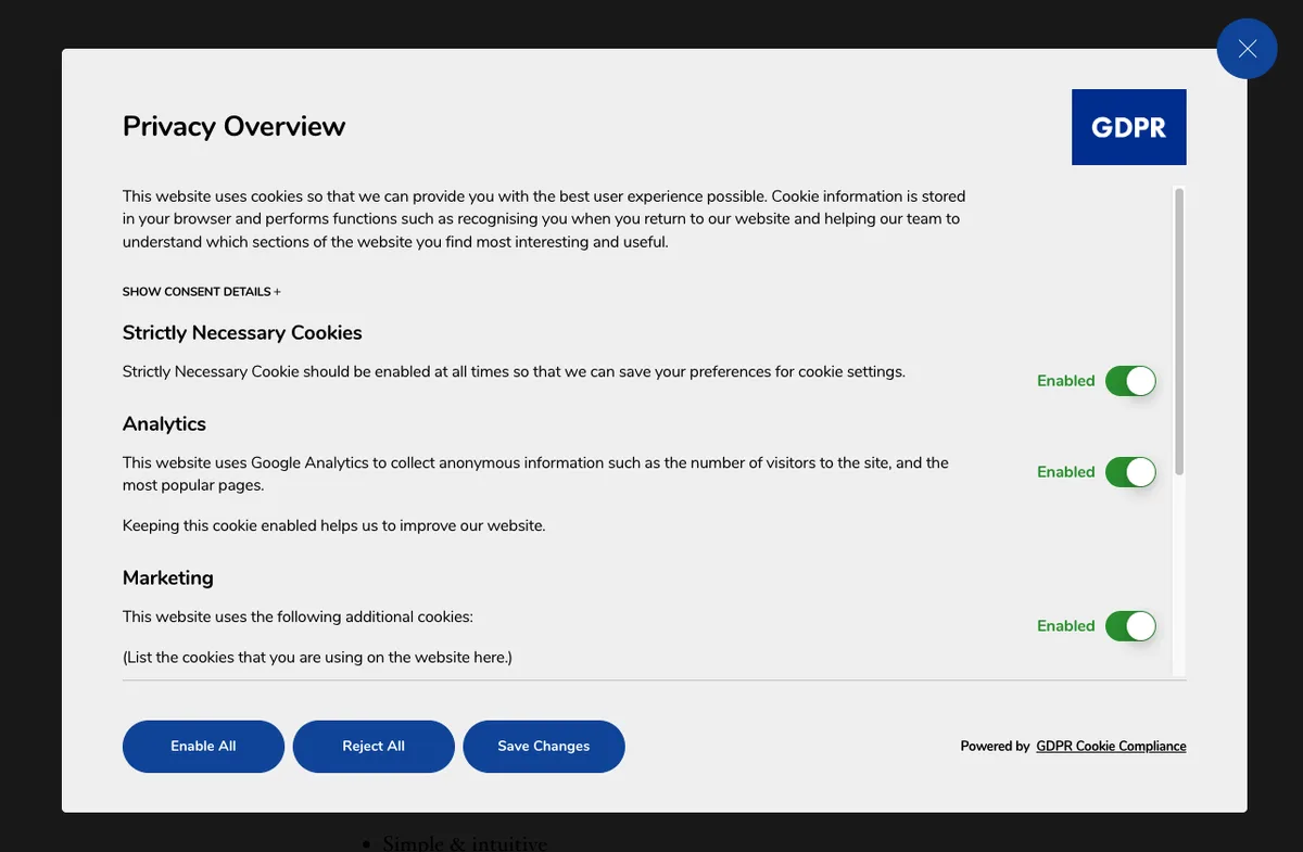 GDPR Cookie Compliance – Cookie Banner, Cookie Consent, Cookie Notice for CCPA, EU Cookie Law ekran görüntüsü 3