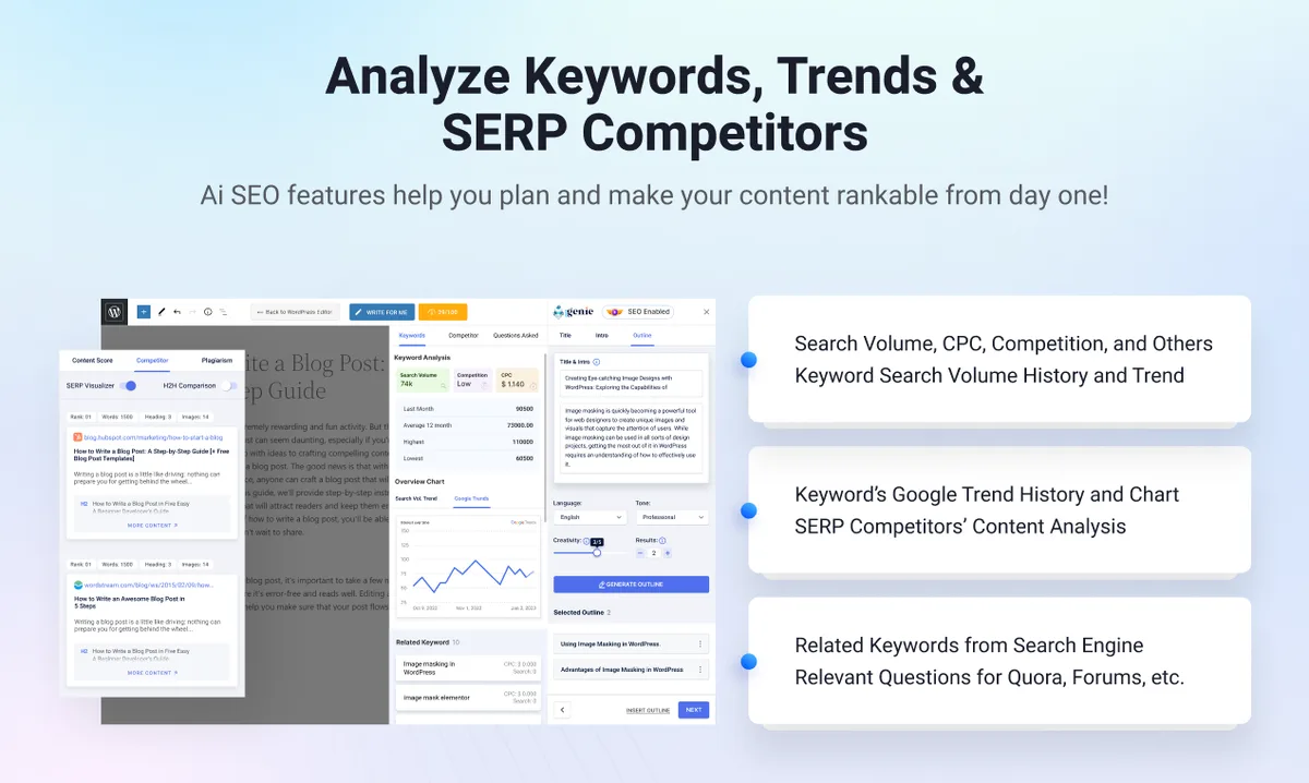 GetGenie – AI SEO Assistant & Content Writer with Keyword Research, AEO & GEO ekran görüntüsü 3