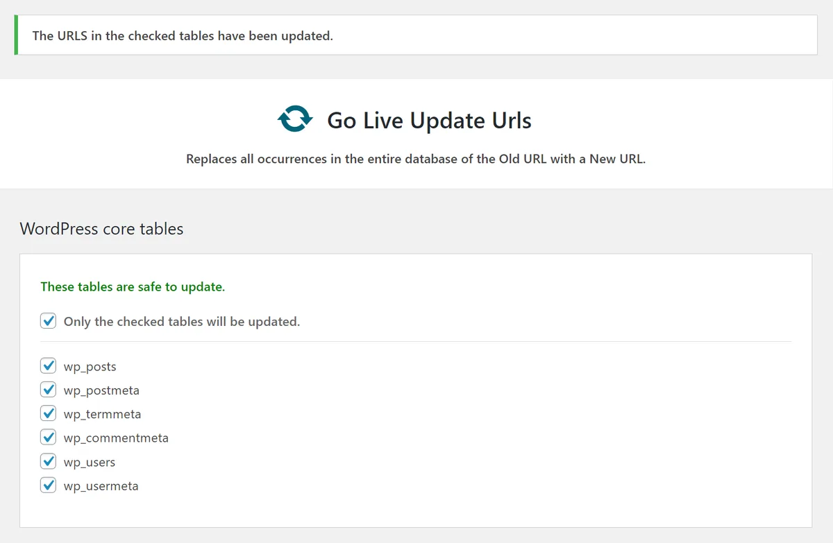 Go Live Update Urls ekran görüntüsü 2