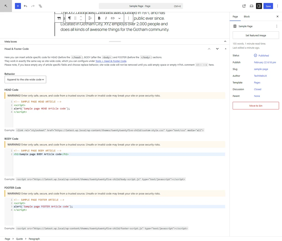 Head & Footer Code ekran görüntüsü 3