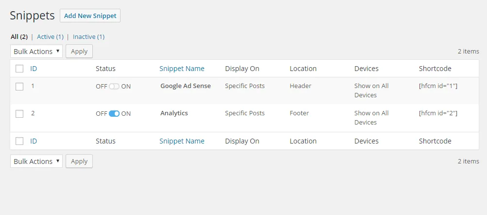 Header Footer Code Manager ekran görüntüsü 2