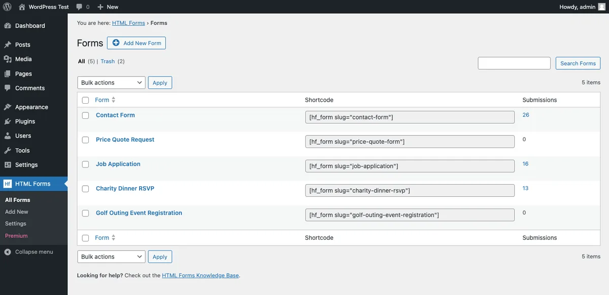 HTML Forms – Simple WordPress Forms Plugin ekran görüntüsü 1