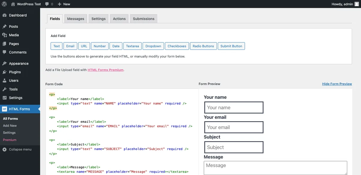 HTML Forms – Simple WordPress Forms Plugin ekran görüntüsü 2