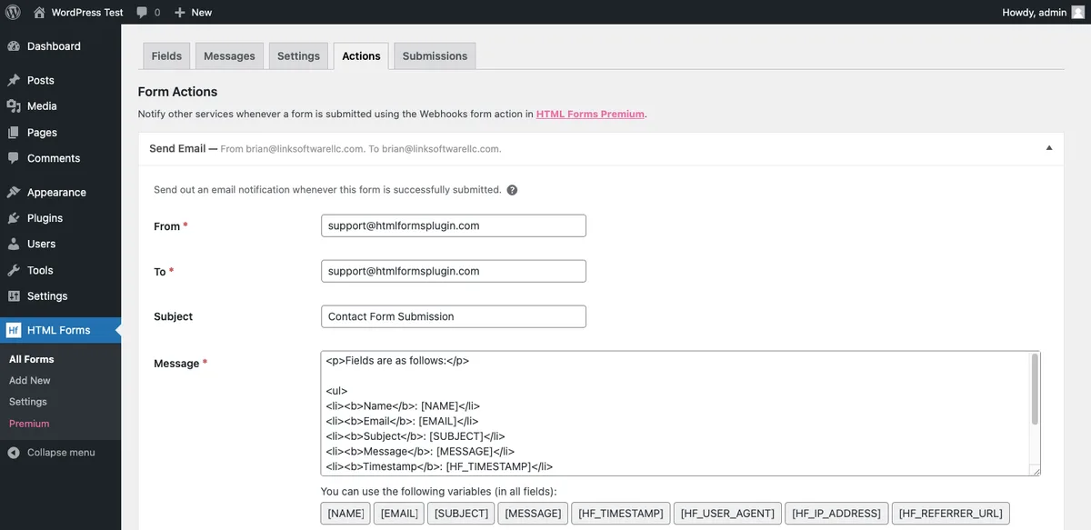 HTML Forms – Simple WordPress Forms Plugin ekran görüntüsü 3