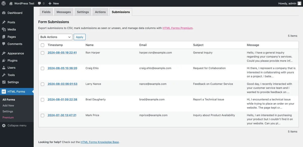 HTML Forms – Simple WordPress Forms Plugin ekran görüntüsü 4