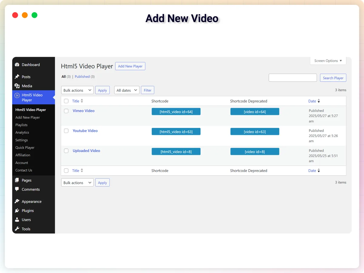 HTML5 Video Player – embed fast, responsive videos with ease ekran görüntüsü 1