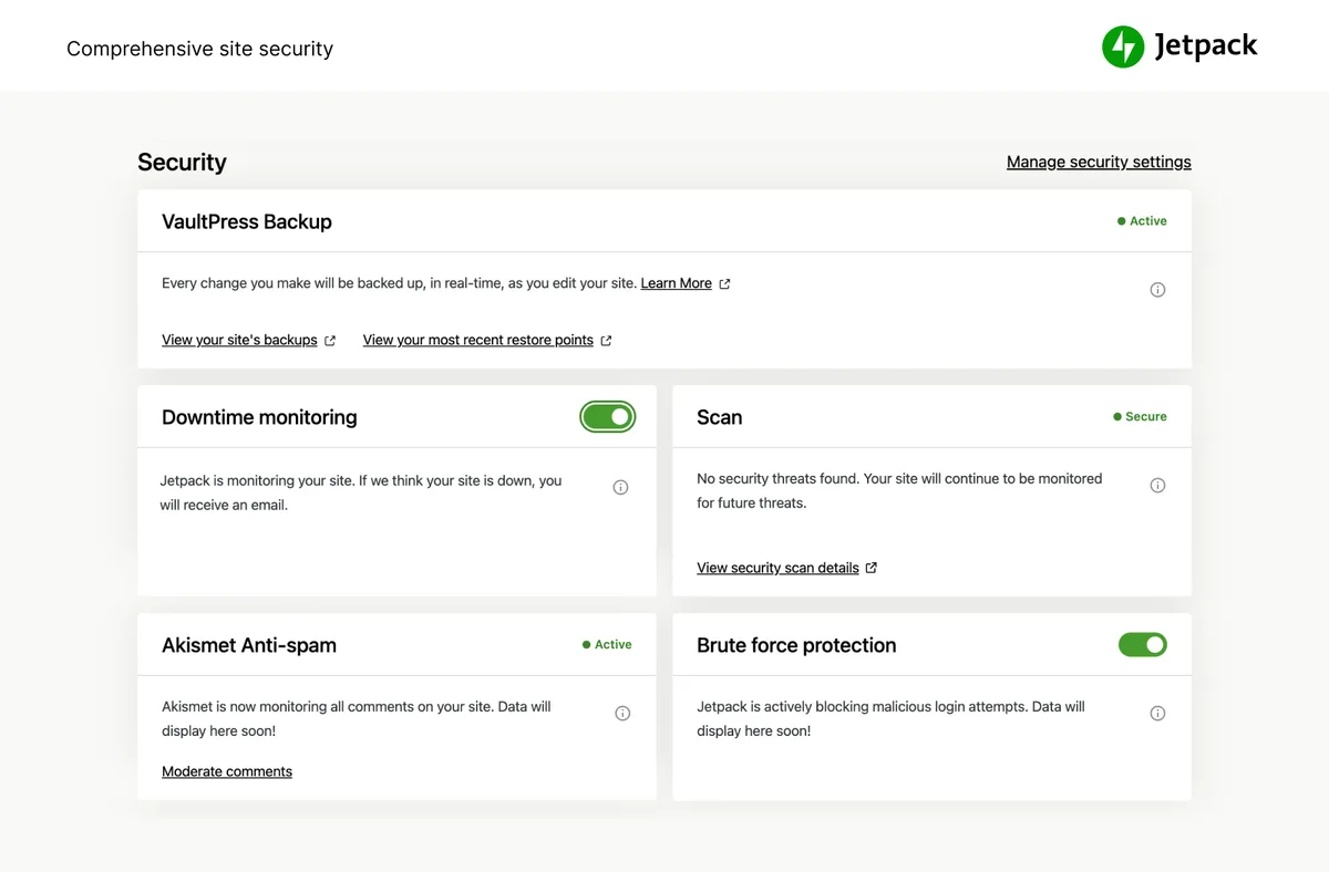 Jetpack – WP Security, Backup, Speed, & Growth ekran görüntüsü 1