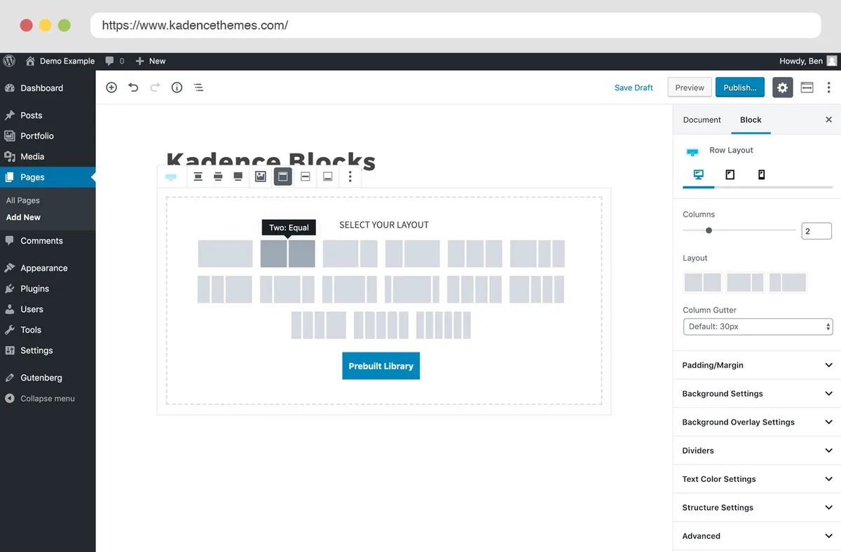 Kadence Blocks — Page Builder Toolkit for Gutenberg Editor ekran görüntüsü 1