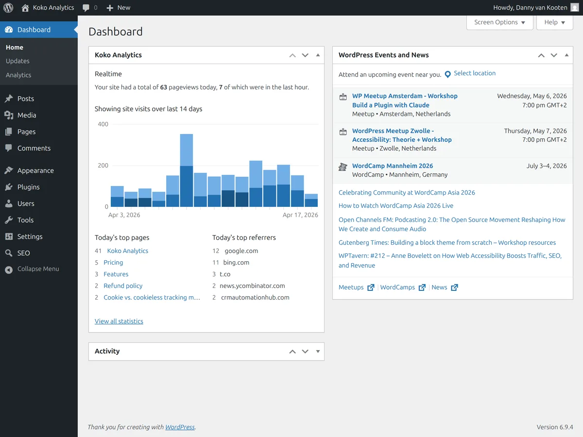 Koko Analytics – Privacy-Friendly WordPress Analytics ekran görüntüsü 2