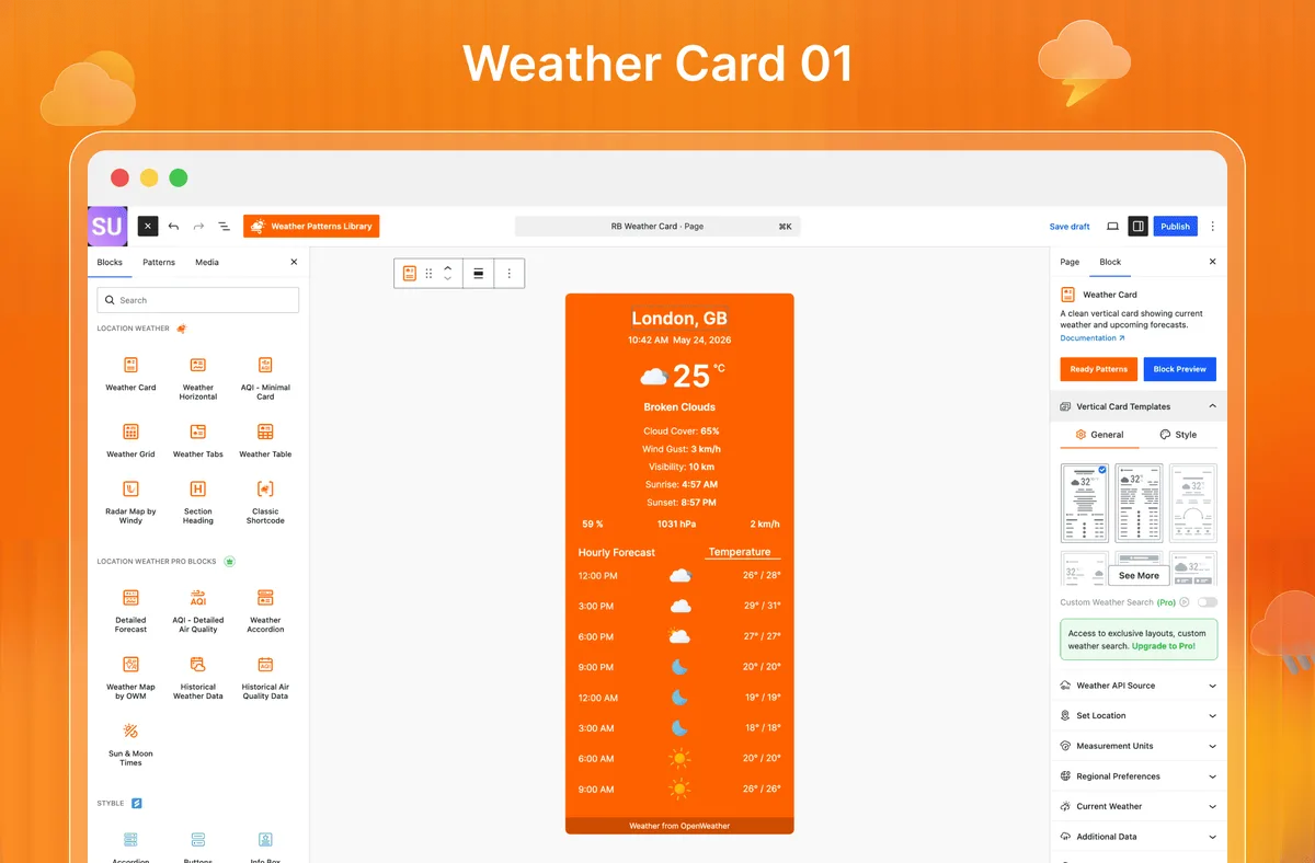 Location Weather – WordPress Weather Forecast, Air Quality & Weather Widget ekran görüntüsü 1
