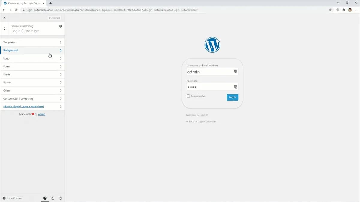 Custom Login Page Customizer ekran görüntüsü 4
