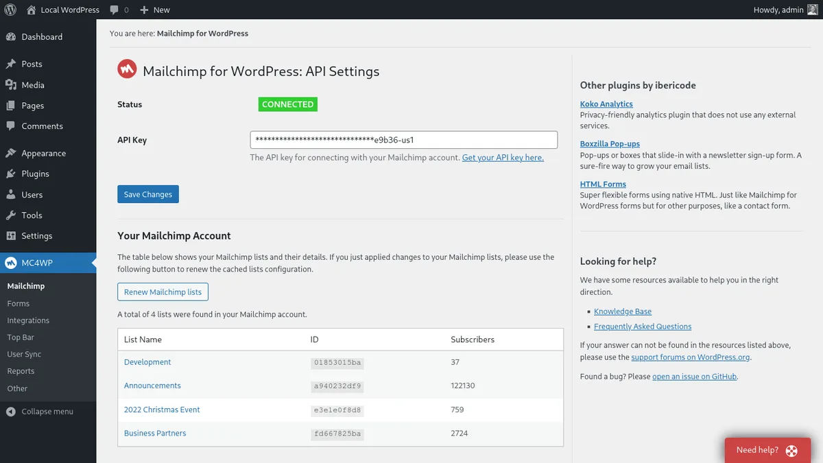 MC4WP: Mailchimp for WordPress ekran görüntüsü 3