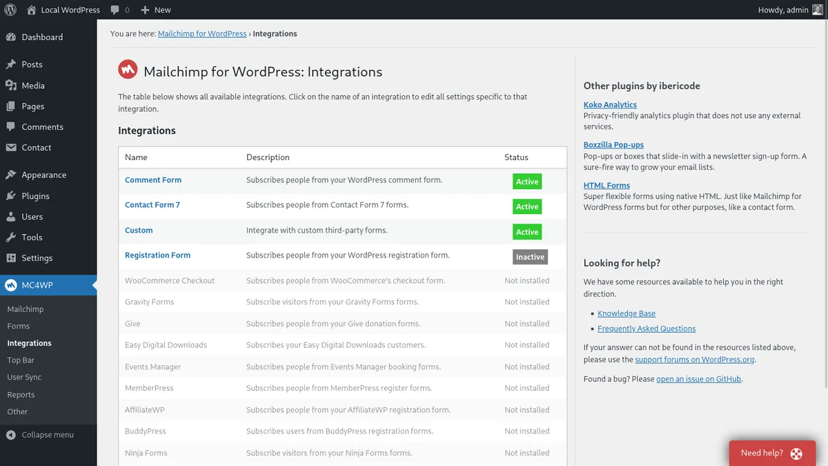 MC4WP: Mailchimp for WordPress ekran görüntüsü 4