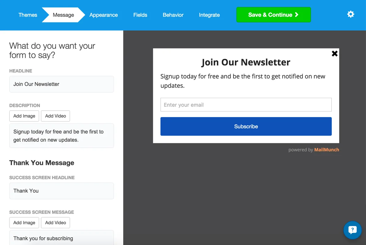 Mailmunch Forms for Mailchimp ekran görüntüsü 1
