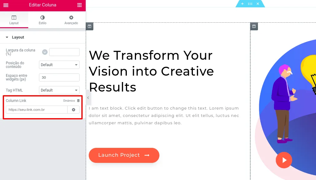 Make Column Clickable for Elementor ekran görüntüsü 1