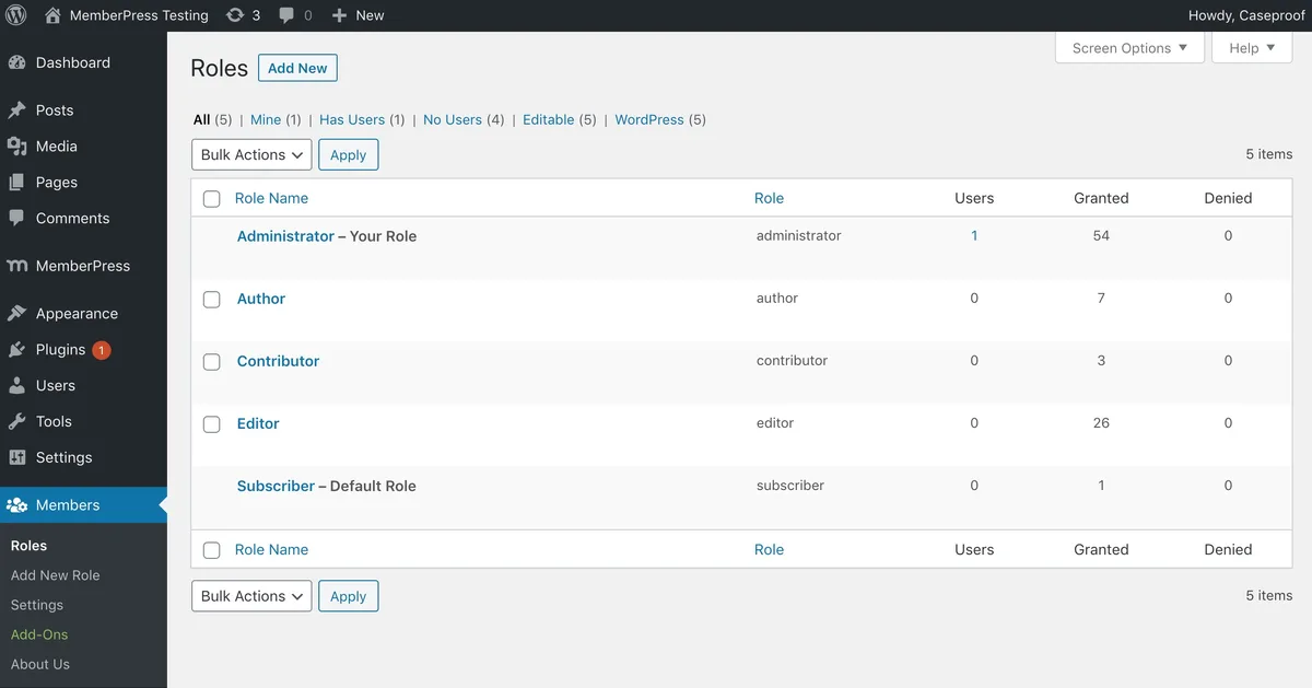 Members – Membership & User Role Editor Plugin ekran görüntüsü 1