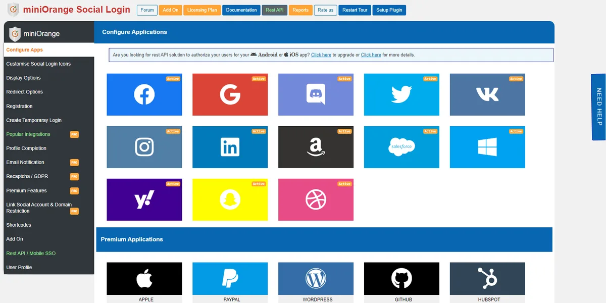 miniOrange Social Login and Register (Discord, Google, Twitter, LinkedIn) ekran görüntüsü 1