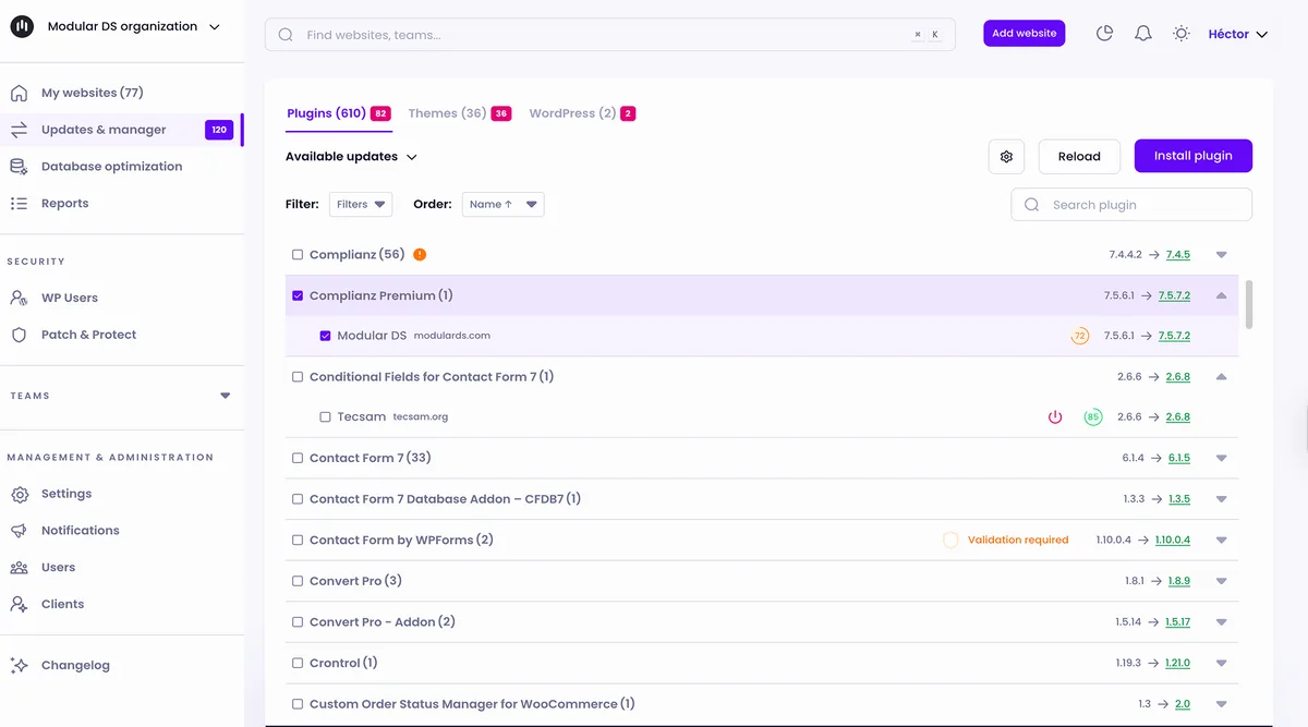 Modular DS: Monitor, update, and backup multiple websites ekran görüntüsü 2