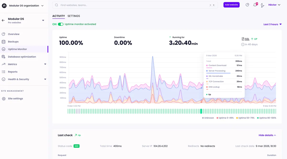 Modular DS: Monitor, update, and backup multiple websites ekran görüntüsü 4
