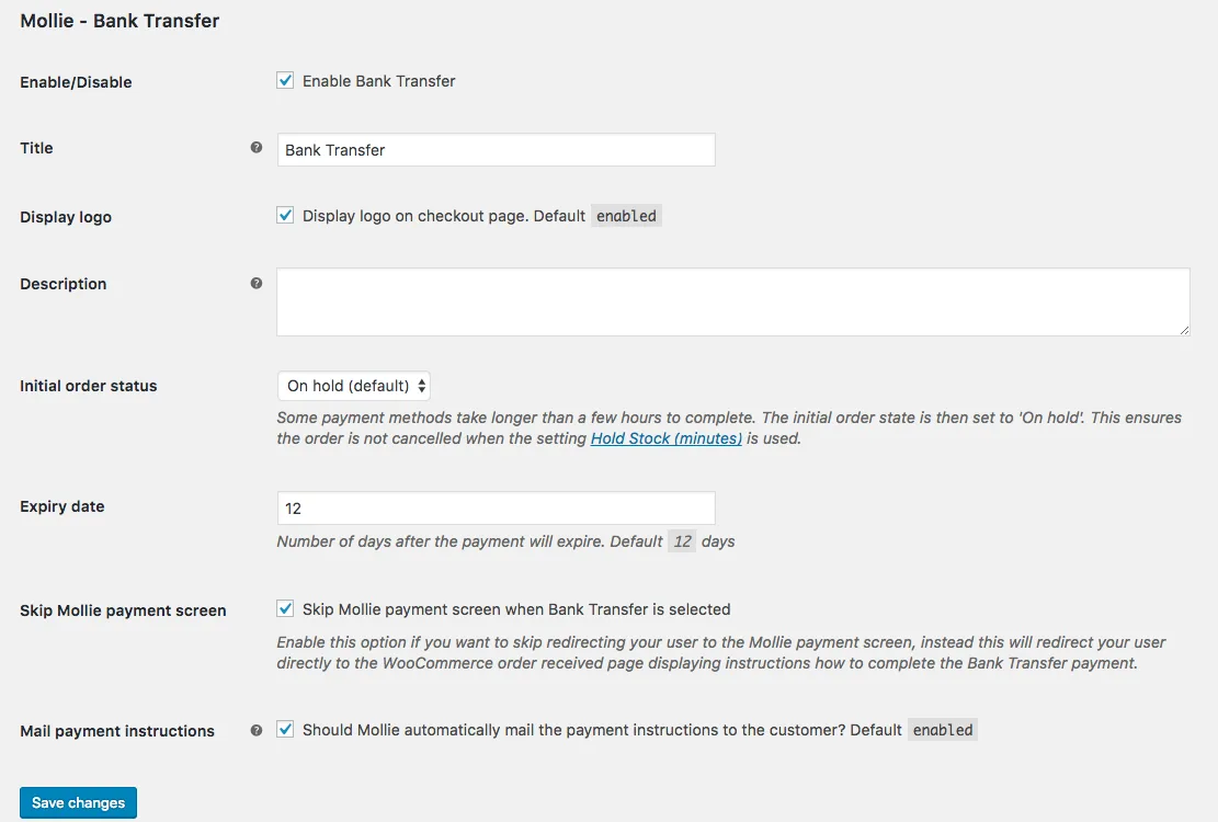 Mollie Payments for WooCommerce ekran görüntüsü 2
