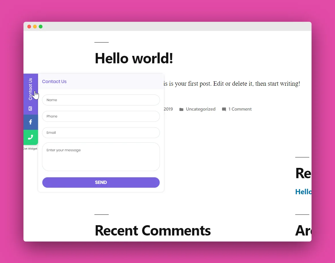 All-in-one Sticky Floating Contact Form, Call, Click to Chat, and 50+ Social Icon Tabs – My Sticky Elements ekran görüntüsü 2