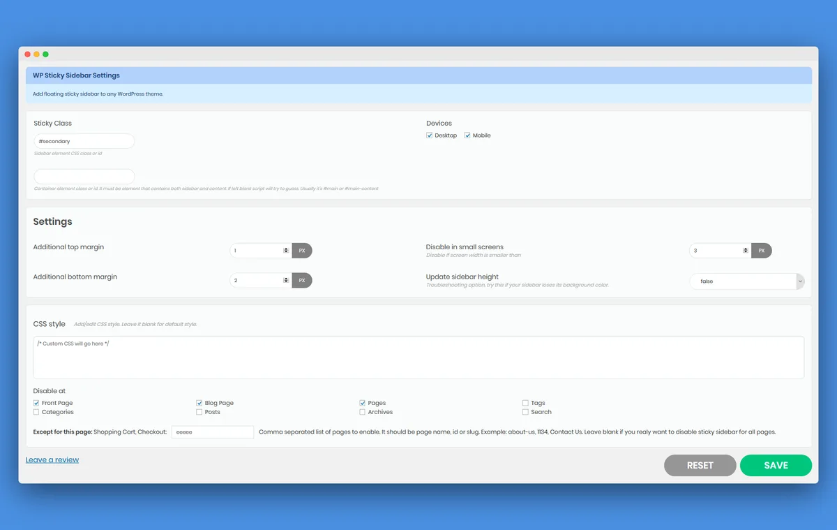 WP Sticky Sidebar – Floating Sidebar On Scroll for Any Theme ekran görüntüsü 1