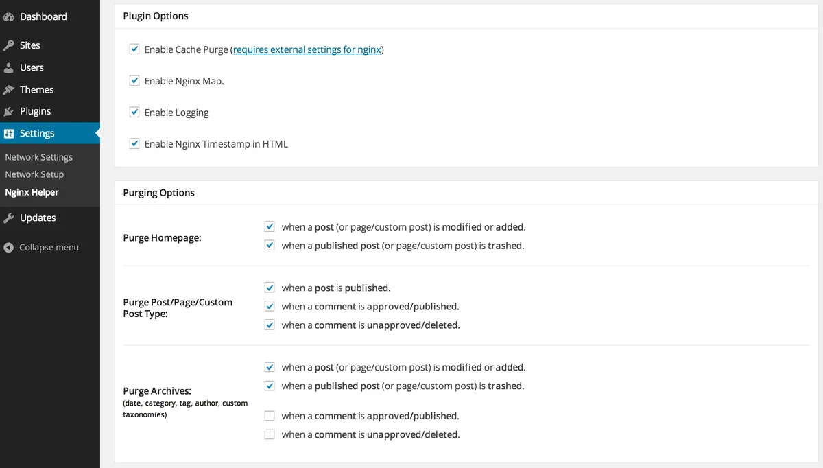 Nginx Helper ekran görüntüsü 1