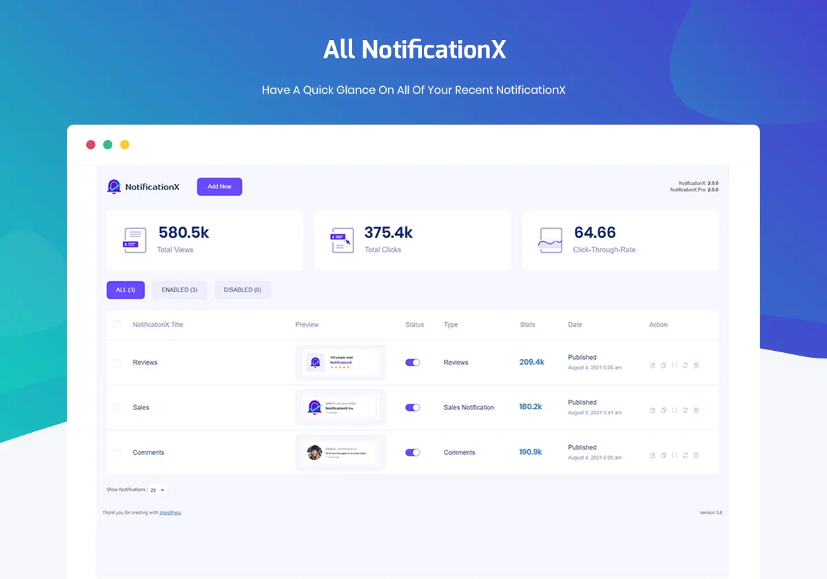 NotificationX – FOMO, Live Sales Notification, WooCommerce Sales Popup, GDPR, Social Proof, Announcement Banner & Floating Notification Bar ekran görüntüsü 1