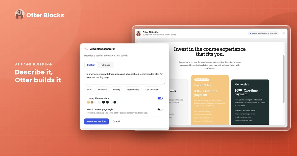 Otter Blocks – Gutenberg Blocks, Page Builder for Gutenberg Editor & FSE ekran görüntüsü 3
