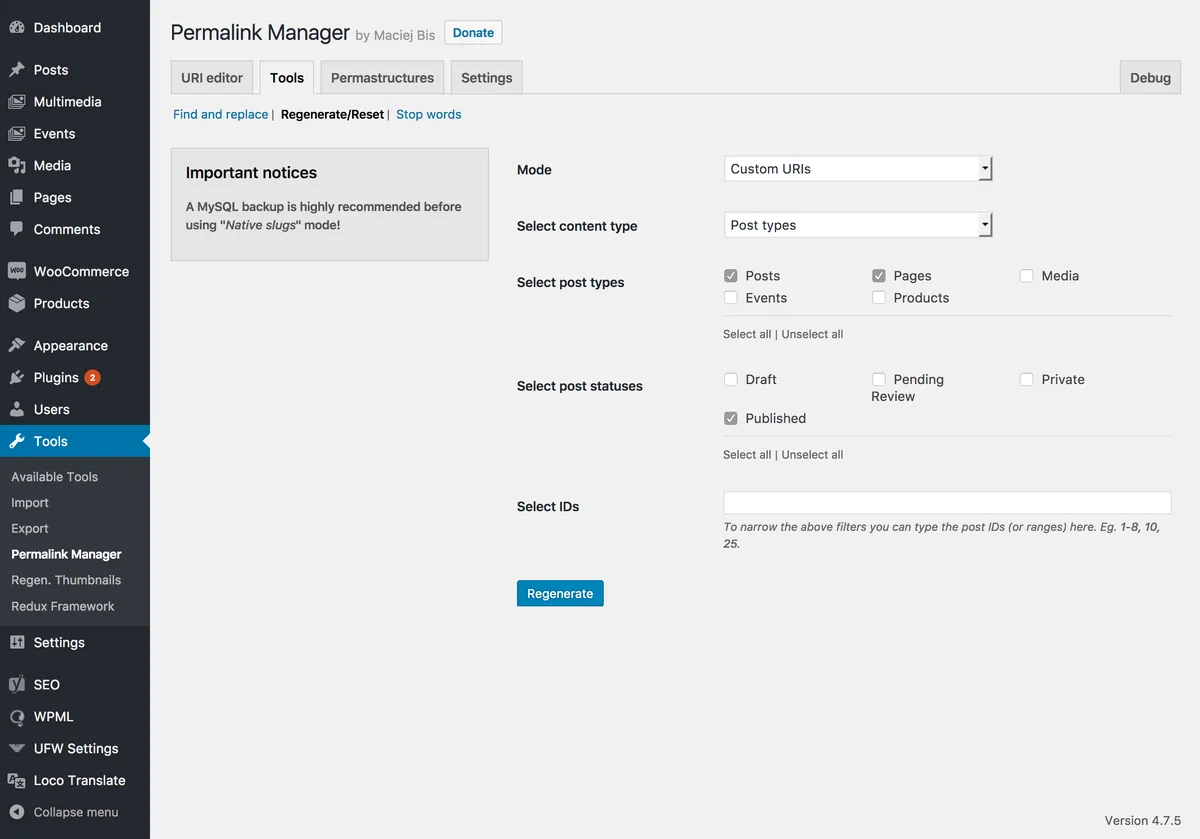Permalink Manager Lite ekran görüntüsü 4