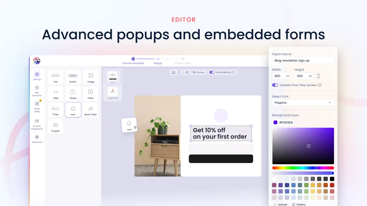 Poptin – Email Marketing Automation, Newsletter & Exit Pop Ups, Email Popups ekran görüntüsü 1