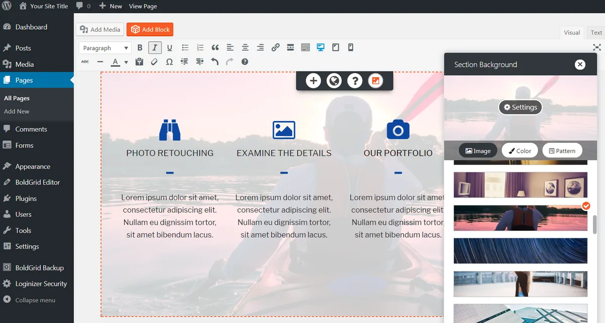 Post and Page Builder by BoldGrid – Visual Drag and Drop Editor ekran görüntüsü 1
