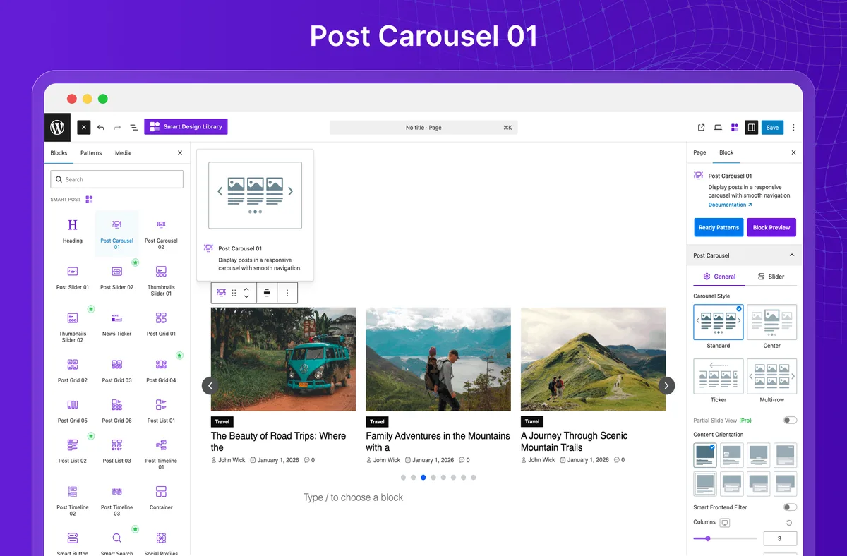 Smart Post – Post Grid, Post Carousel, Post Slider Gutenberg Blocks for Blog & News ekran görüntüsü 1