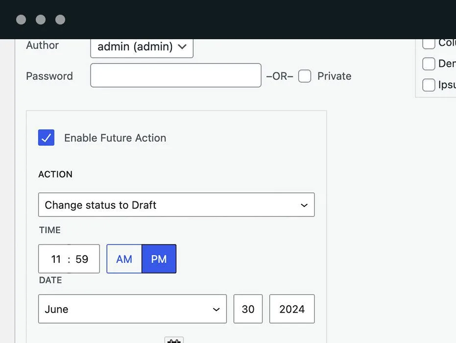 Schedule Post Changes With PublishPress Future: Unpublish, Delete, Change Status, Trash, Change Categories ekran görüntüsü 2