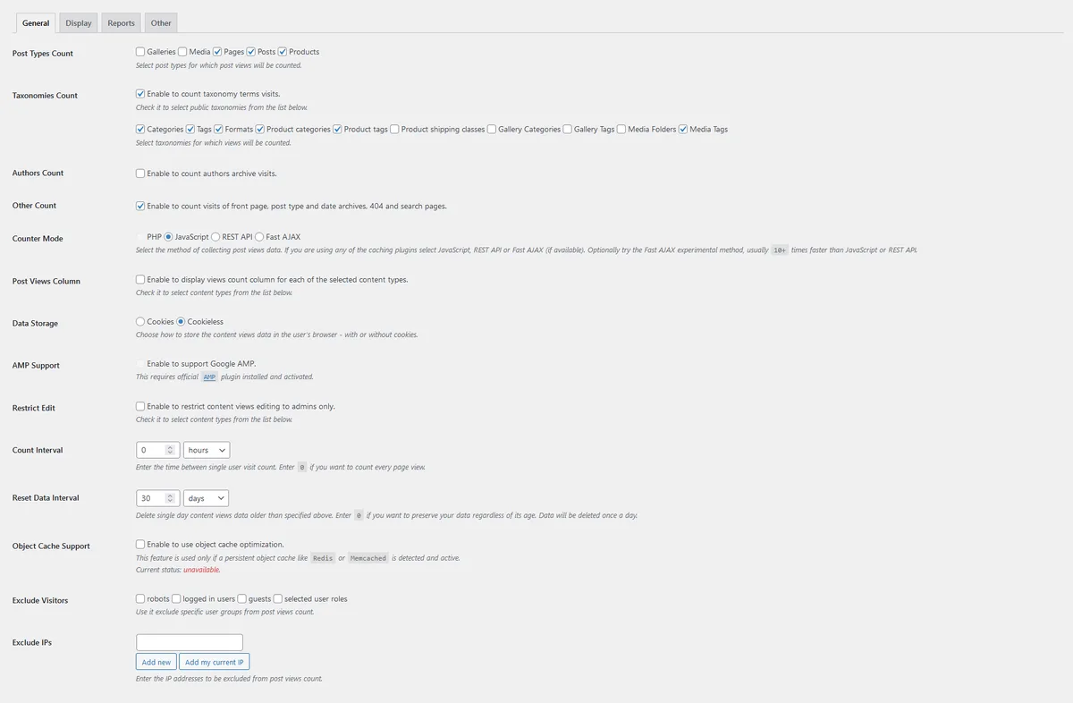Post Views Counter ekran görüntüsü 1