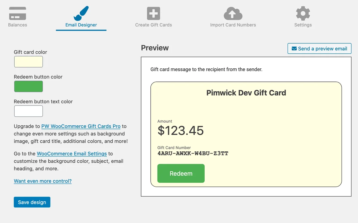 PW WooCommerce Gift Cards ekran görüntüsü 3