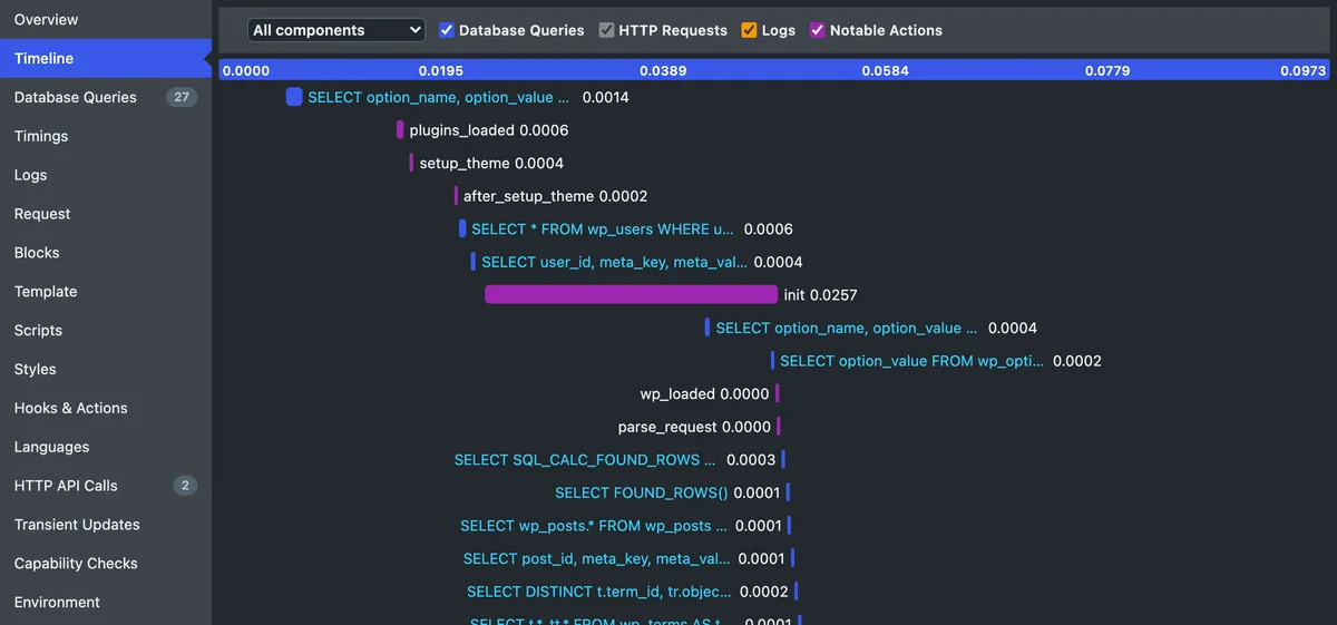 Query Monitor ekran görüntüsü 4