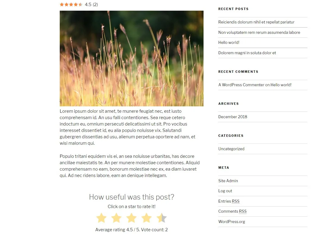 Rate My Post – Star Rating Plugin by FeedbackWP ekran görüntüsü 1