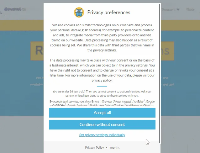 Real Cookie Banner: GDPR & ePrivacy Cookie Consent ekran görüntüsü 1