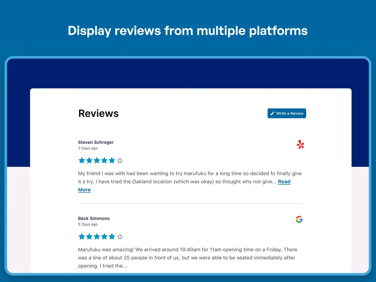 Reviews Feed – Add Testimonials and Customer Reviews From Google Reviews, Yelp, TripAdvisor, and More ekran görüntüsü 2