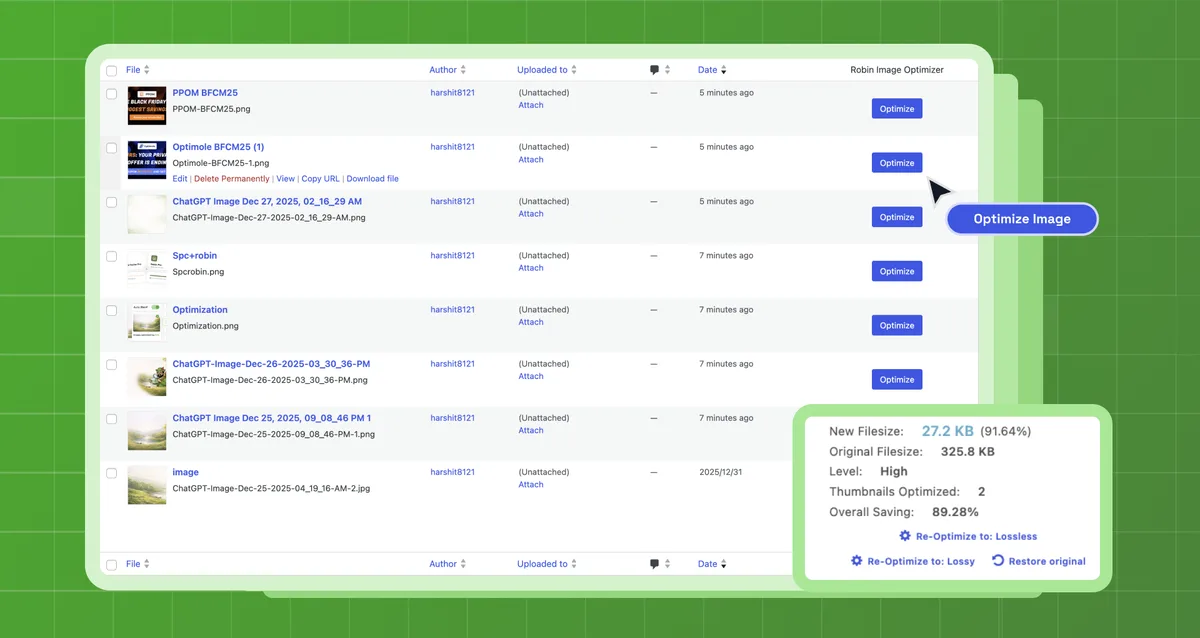 Robin Image Optimizer – Unlimited Image Optimization, WebP & AVIF ekran görüntüsü 1